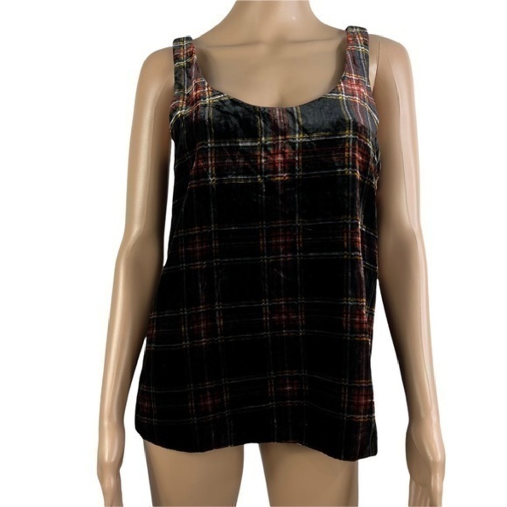 NWT J. Crew Womens Sz 4T Plaid Velvet Velour Fully Lined Tank Top Camisole